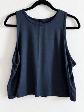 tasc Performance Navy Tank Top Medium Organic Cotton Bamboo Blend Muscle Tank